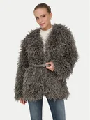 Płaszcze damskie - ONLY Futro Barcelona 15352755 Szary Regular Fit - miniaturka - grafika 1