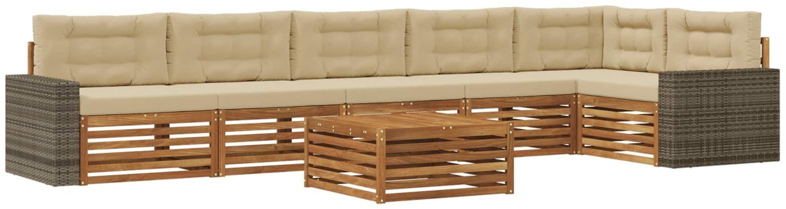 vidaXL Zestaw sof na zewnątrz 7 pcs Naturalny i Beżowy 79 x 79 x 37 cm