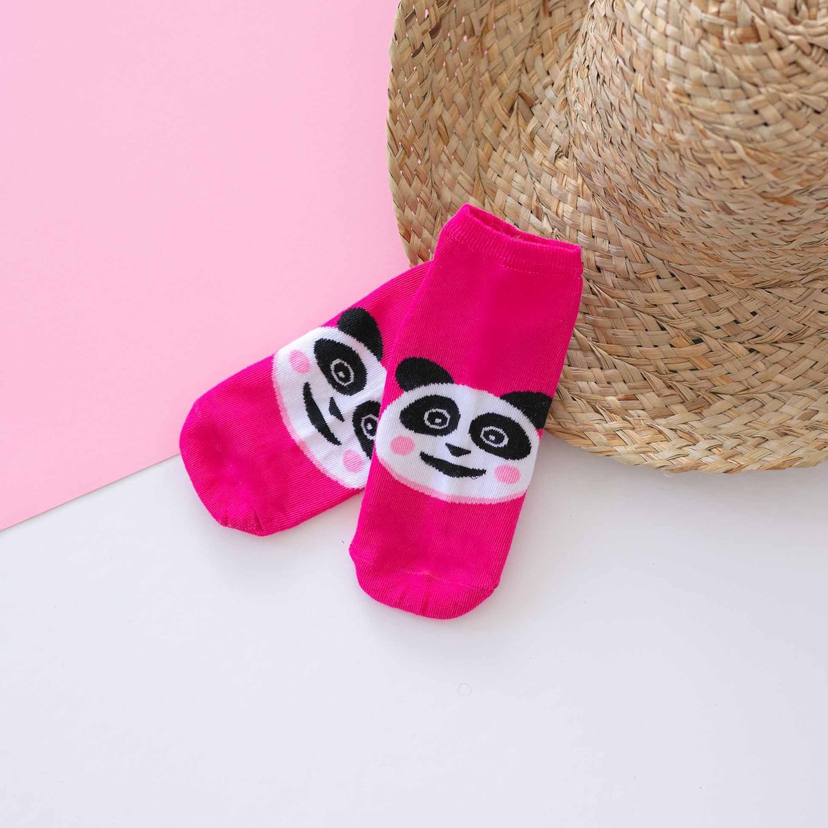 Młodzieżowe skarpetki stopki Hipstery panda różowe Adrian r.35/38