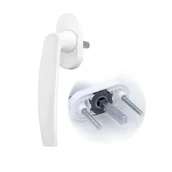 Zabezpieczenia dla dzieci - Klamka okna metalowa trzpień 40mm RAL 9016 biały - miniaturka - grafika 1