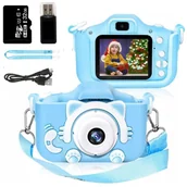 Aparaty Cyfrowe - Aparat Cyfrowy Dla Dzieci Kotek z Kartą Pamięci 32 GB - Niebieski - miniaturka - grafika 1