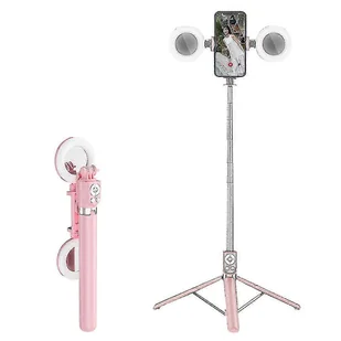 R17ds 1,75 m Przenośny Bluetooth Selfie Stick Chowany statyw Stojak na telefon z podwójnymi światłami wypełniającymi 360 stopni Obrotowe urządzenie... - Selfie stick - miniaturka - grafika 1