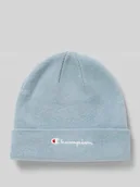 Czapki męskie - Czapka beanie z szerokim brzegiem i wyhaftowanym logo - miniaturka - grafika 1