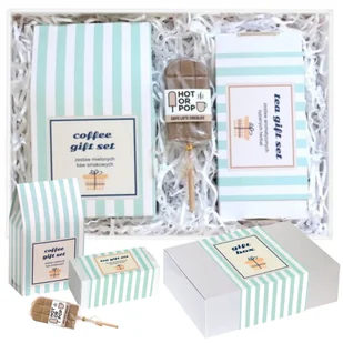Gotowy zestaw prezentowy „Biały GiftBox“ herbata sypana PREMIUM 20szt. kawa smakowa mix czekoladowy lizak prezent upominek podziękowanie dla kobiety.. - Zestawy upominkowe - miniaturka - grafika 1