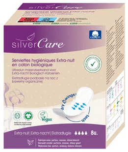 Silver Care ekstradługie podpaski na noc z bawełny organicznej 8szt - Podpaski - miniaturka - grafika 1
