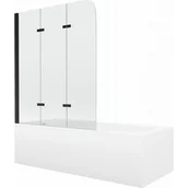 Wanny - Mexen Vega wanna prostokątna 150 x 70 cm z obudową i parawanem 3-skrzydłowym 120 cm, transparent, czarny - miniaturka - grafika 1