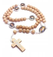 Ozdoby bożonarodzeniowe - Różaniec drewniany beżowy - Jezu ufam Tobie - miniaturka - grafika 1