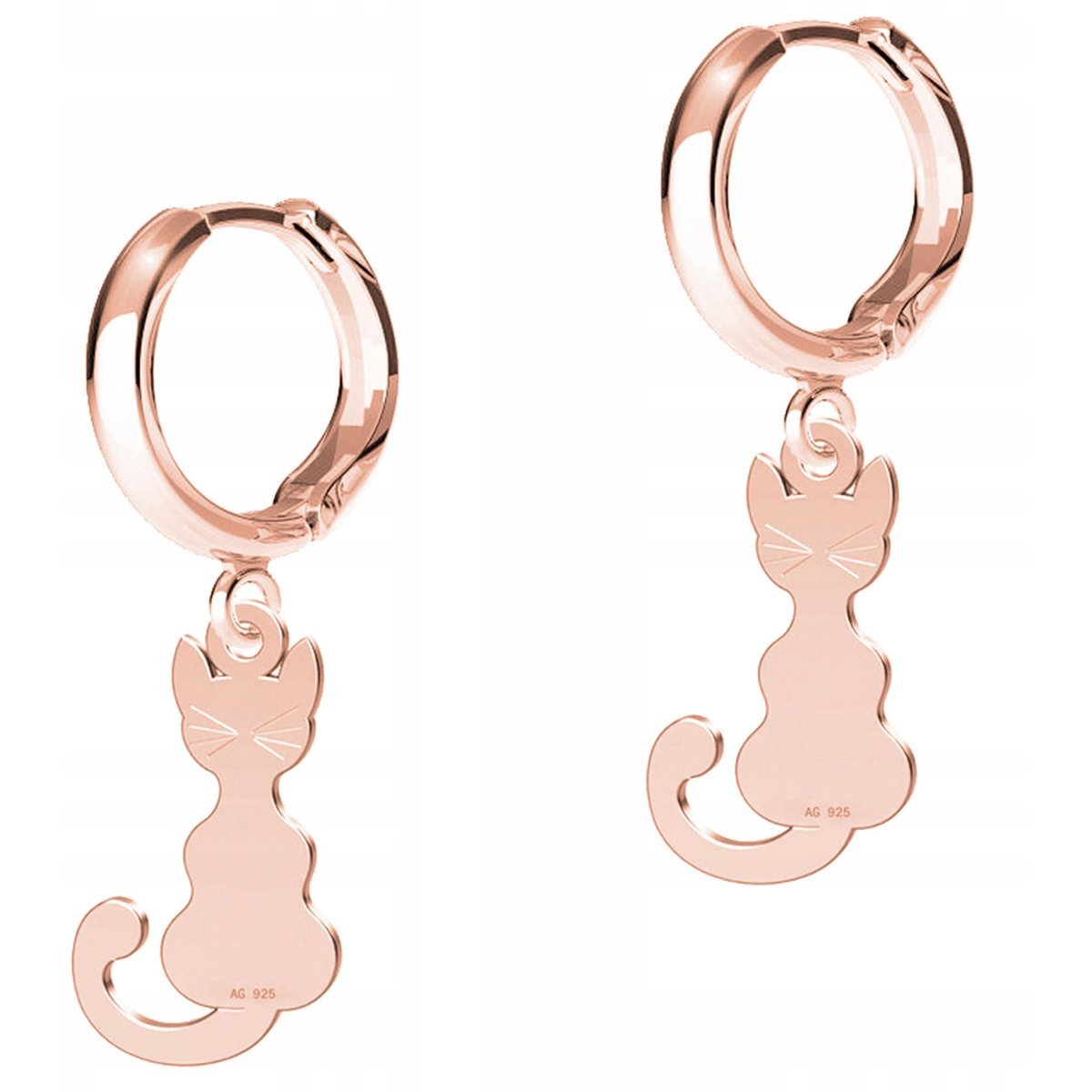 Kolczyki Pozłacane Koty Kotki Blaszki z Kotami Kotek Kot Pupil SREBRO 925