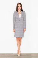 Spódnice - Prosta SPÓDNICA elegancka WYSOKI STAN beżowa wzór geometryczny XL - miniaturka - grafika 1