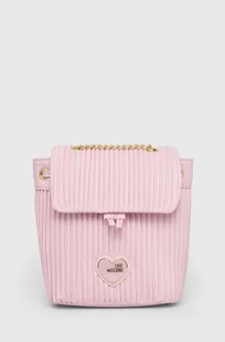 Love Moschino plecak damski kolor różowy mały z aplikacją - Plecaki - miniaturka - grafika 1