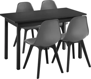 [en.casa] Zestaw jadalniany dla 4 osób - stół jadalniany czarny 120x60cm + 4 krzesła szare stół kuchenny stół do jadalni krzesło do jadalni - Krzesła - miniaturka - grafika 1