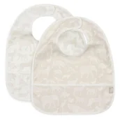 Śliniaki i fartuszki - Jollein 2 śliniaki wodoodporne z kieszonką ANIMALS Nougat - miniaturka - grafika 1