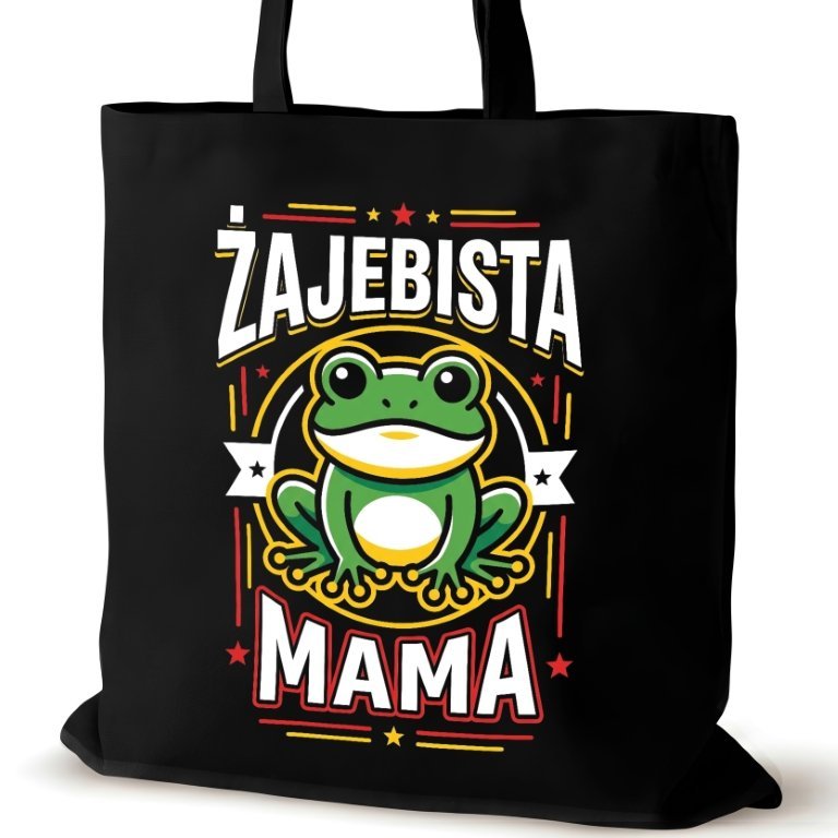 Torba bawełniana czarna dla MAMY na ramię śmieszna prezent zakupowa