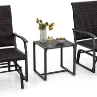 Meble ogrodowe - 3-częściowy zestaw mebli balkonowych, rattanowy, zestaw balkonowy z 2 krzesłami i stołem, meble rattanowe na mały balkon, taras, zestaw mebli do - miniaturka - grafika 1