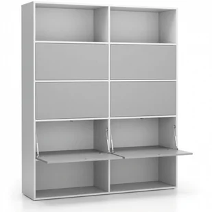 B2B Partner Regał biurowy szeroki LAYERS, 6 schowków, 1582 x 400 x 1905, biały / szary 611500 - Regały biurowe - miniaturka - grafika 3