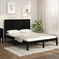 Łóżka - Lumarko Rama łóżka, czarna, lite drewno, 120x190 cm, podwójna - miniaturka - grafika 1
