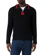 Swetry męskie - HUGO Sweter męski SIB Knitted_Sweater, czarny (Black1), XXL - miniaturka - grafika 1