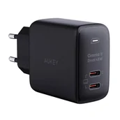 Ładowarki do telefonów - Ładowarka sieciowa Aukey PA-B4T,  2xUSB-C, 45W  (czarna) - miniaturka - grafika 1