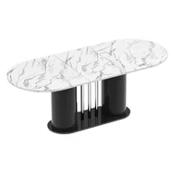 Stoły - Stół rozkładany CESARO Marble White HG + Czarny HG - miniaturka - grafika 1