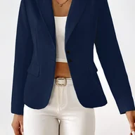 Inne - TEMU Blazer z jednolitym guzikiem z przodu, Elegancki kołnierz z klapami, Długi rękaw, Blazer na wiosnę i jesień, Odzież damska - miniaturka - grafika 1