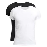 Koszulki męskie - GANT Męski T-shirt z dekoltem w serek, 2-pak Lounge Essentials, wielokolorowy, czarno-biały, XXL - miniaturka - grafika 1