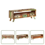 Szafki RTV - The Living Store Szafka pod TV Wielokolorowa 110x30x40 cm Lite stare drewno - miniaturka - grafika 1