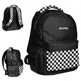 Paso Plecak Młodzieżowy Szkolny Be Uniq 2 komorowy Czarno-Biały Kratka Szachownica - Plecaki szkolne i tornistry - miniaturka - grafika 1