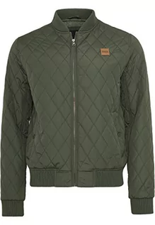 Kurtki męskie - Urban Classics Męska kurtka Diamond Quilt Nylon Jacket, pikowana kurtka bomberka dla mężczyzn, dostępna w wielu kolorach, rozmiary S - 5XL, oliwkowy, XL - grafika 1