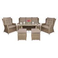 Meble ogrodowe - Meble technorattanowe TRIVENTO 3 DINING + PUFY Brown - Focus Garden - miniaturka - grafika 1