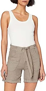 Bonateks, Bermudy szorty z kieszeniami i pasem szalowym, 100% len, rozmiar DE:36, rozmiar US:S, krótki, pustynia - wyprodukowano we Włoszech, beżowy, 36 - Spodenki damskie - miniaturka - grafika 1