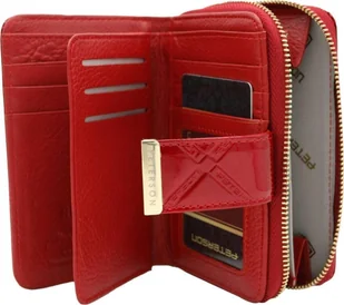 Peterson Portfel damski ze skóry naturalnej zamykany na zatrzask i suwak - Peterson NoSize - Portfele - miniaturka - grafika 1