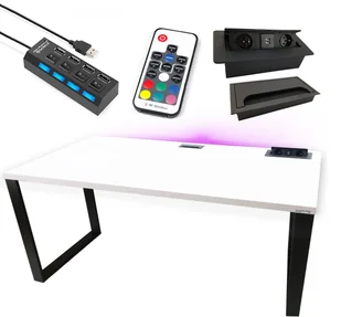 Biurko Gamingowe 120X60 Loftowe Led Hub Gniazdo Stabilne - Biurka gamingowe - miniaturka - grafika 1