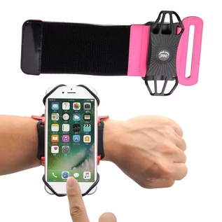 Etui i futerały do telefonów - Braders Etui opaska sportowa na nadgarstek armband do biegania na telefon do 6'' cali różowy - grafika 1