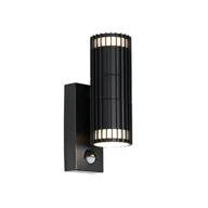 Lampy ogrodowe - QAZQA Kinkiet zewnętrzny czarny z czujnikiem ruchu 2-punktowy - Boris - miniaturka - grafika 1