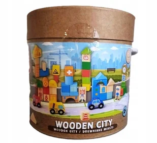 DREWNIANE KLOCKI WOODEN CITY DREWNIANE MIASTO 60 ELEMENTÓW ELEFUN - Klocki - miniaturka - grafika 1