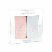 Ręczniki - Komplet ręczników Mąż Żona 2x70x130 8462 goździk stalowy w pudełku Zwoltex - miniaturka - grafika 1