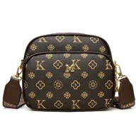 Torebki damskie - TEMU Vintage Damska Torba na Ramiﾄ� z Regulowanym Szerokim Paskiem, Styl Boho, Wiele Przegrﾃｳdek, Kwiatowy Nadruk - Ciemnobrﾄ�zowa, Idealna do Podrﾃｳﾅ - miniaturka - grafika 1