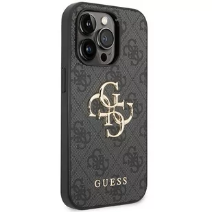 Guess GUHCP15X4GMGGR iPhone 15 Pro Max 6.7" szary/grey hardcase 4G Big Metal Logo - Etui i futerały do telefonów - miniaturka - grafika 4