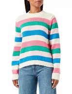 Swetry damskie - Bestseller A/S Damski sweter Pcnatasha Ls O-Neck Knit Noos Bc, brzoza/paski: różowy (shocking pink-mint-rosh-french blue), S - miniaturka - grafika 1