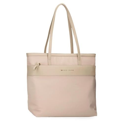 Pepe Jeans Morgan Torba na laptopa 15,6 cala Beżowy 34X32X14 cm Poliester z Detalami ze sztucznej skóry by Joumma Bags, beż, Talla única, torba tote