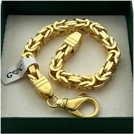 Bransolety męskie - ZŁOTA BRANSOLETKA MĘSKA SPLOT KRÓLEWSKI, POZŁACANA, SREBRO 925 21 cm 7 mm - miniaturka - grafika 1