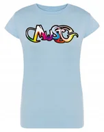 Koszulki i topy damskie - T-Shirt damski kolorowy napis MUSIC r. XL - miniaturka - grafika 1