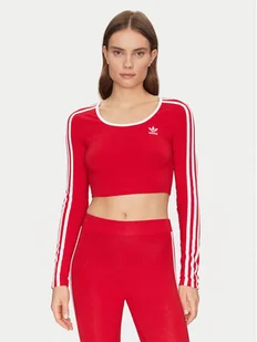 adidas Bluzka adicolor 3-Stripes JD4626 Czerwony Slim Fit - Bluzki damskie - miniaturka - grafika 1
