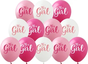 Balony gumowe z nadrukiem It's a Girl (12 szt.) - Balony i akcesoria - miniaturka - grafika 1