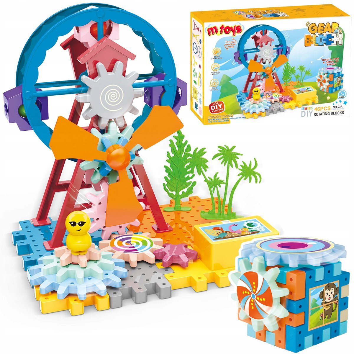 KLOCKI KONSTRUKCYJNE RUCHOME ZĘBATKI INTERAKTYWNE EDUKACYJNE NAPĘD SILNIKA