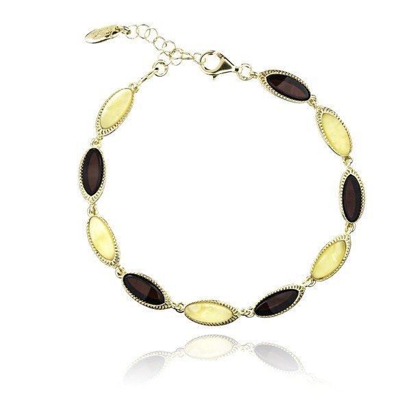 ankabizuteria.pl Śliczna bransoletka srebrna pozłacana z żółtym i wiś