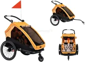 Przyczepki rowerowe - Przyczepka rowerowa dla dzieci XLC DUO S BS C10 2w1 wózek składana amortyzacja pomarańczowa - miniaturka - grafika 1