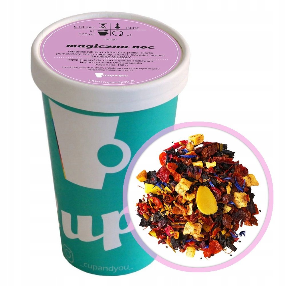 Sypana herbata owocowa MAGICZNA NOC dzika róża hibiskus 150g premium super - herbata liściasta sypana mieszanka napar susz