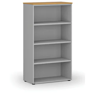 Regał biurowy PRIMO GRAY, 1434 x 800 x 420 mm, szary/buk - Regały biurowe - miniaturka - grafika 1