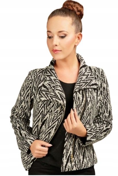 VIOLANA BIAŁO-CZARNY żakiet DŁUGI rękaw r. S